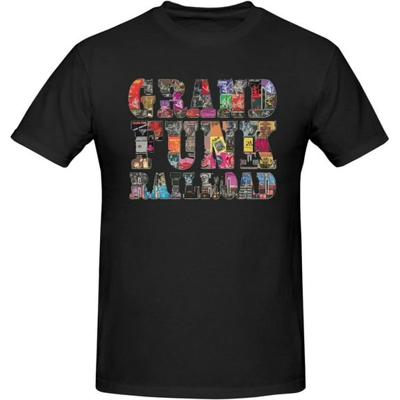 Grand Funk and Railroad T Shirt for Men Cotton Crew Neck Short Sleeve Casual Stylish Tee Black
