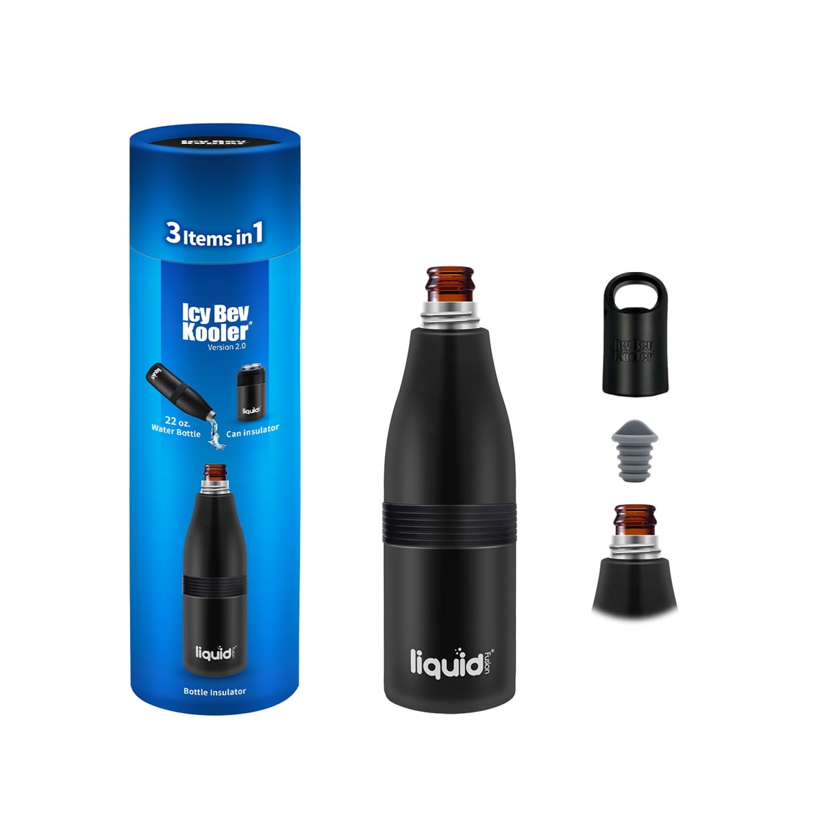 Icy Bev Kooler V 2.0 - (3 in 1 - Water Bottle, Bottle Insulator, and C -  Grand Fusion Housewares, LLC