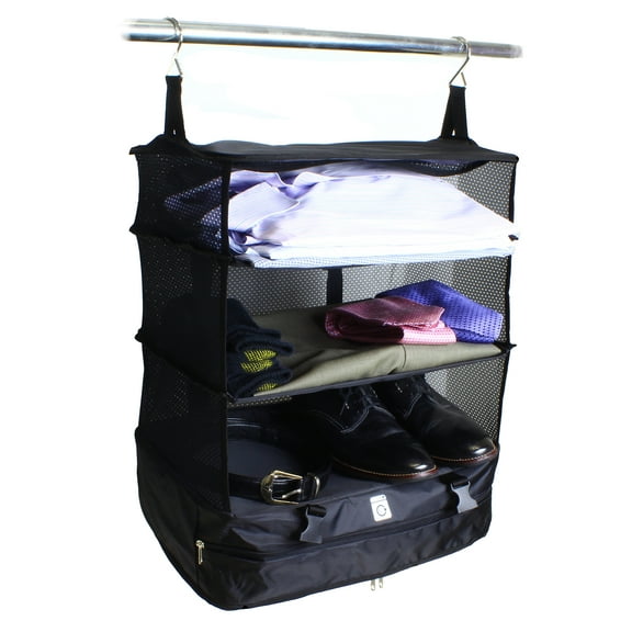 Grand Fusion Stow-N-Go Hanging Travel and Luggage Shelves - Large, Black