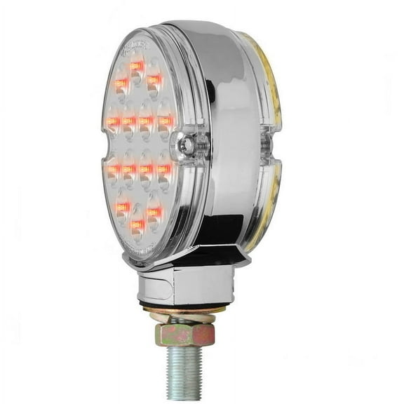 Grand General 3" Pearl Double Faced Amber/Red LED Pedestal Light in Clear Lens with 14 LEDs per Side