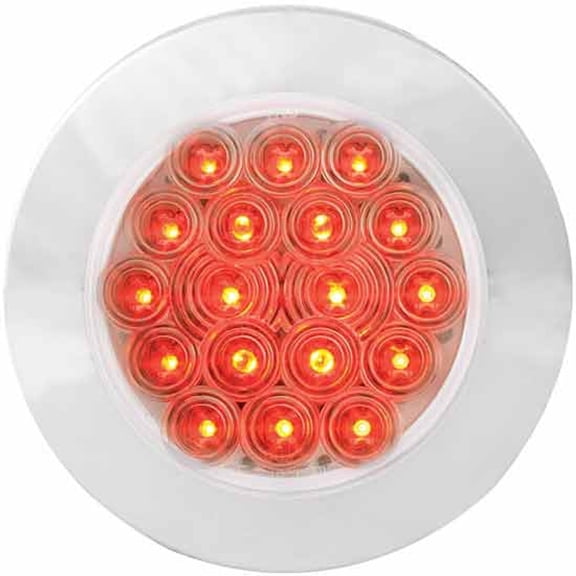 Grand General 75883 - 18 Diode Red LED Clear Lens Stop, Turn & Tail Light W/ Lock & Go Chrome Bezel
