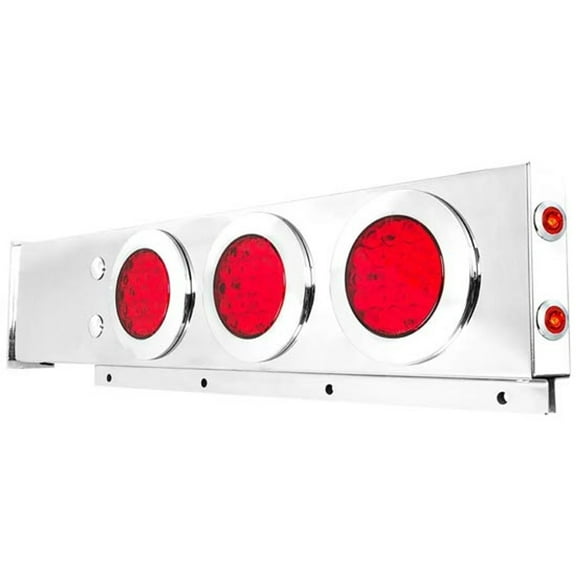 Grand General 91060 - Spring Loaded Rear Light Bars W/ 4 Inch Round Lights - Red LED/ Red Lens (Pair)