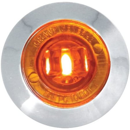 Grand General Red 1" Mini Wide Angle Single LED Marker Sealed Light with Chrome Plastic Bezel