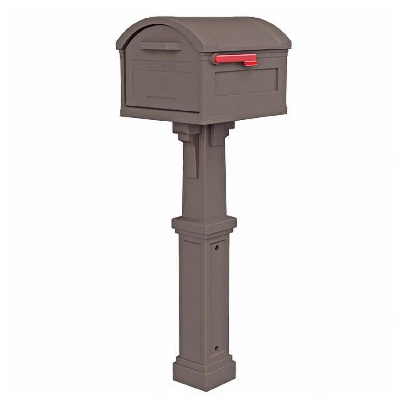 Mocha Plastic Post and Box Combo Mailbox with Powder Coated Finish