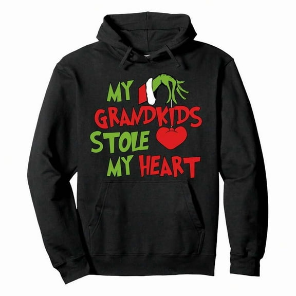 My Grand  My Heart Christmas Xmas Family Matching Pullover HoodieMen's Essential Hoodie Sweatshirt, Great For Layering In Cool Weather And Holiday Gatherings