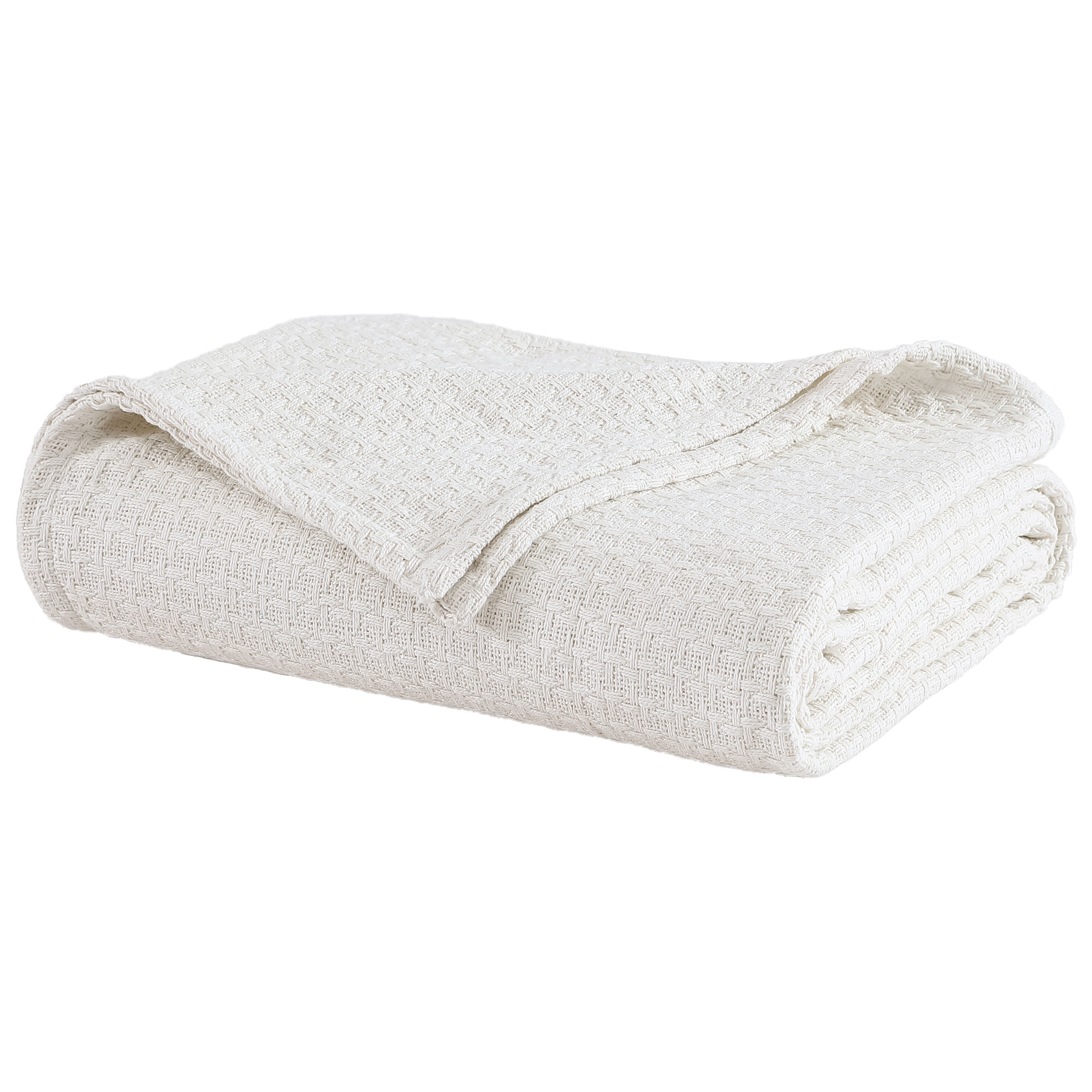 Grand Hotel Woven Cotton Blanket, King, Ivory