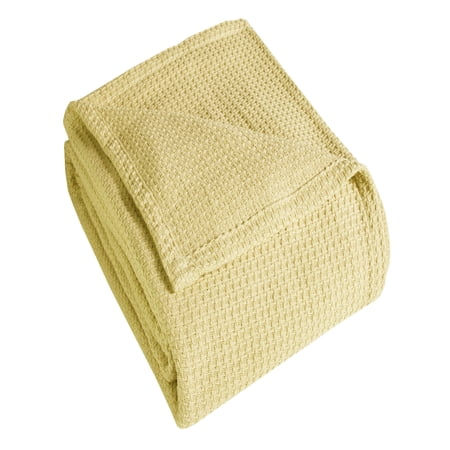 Grand Hotel Woven Cotton Blanket, King, Yellow