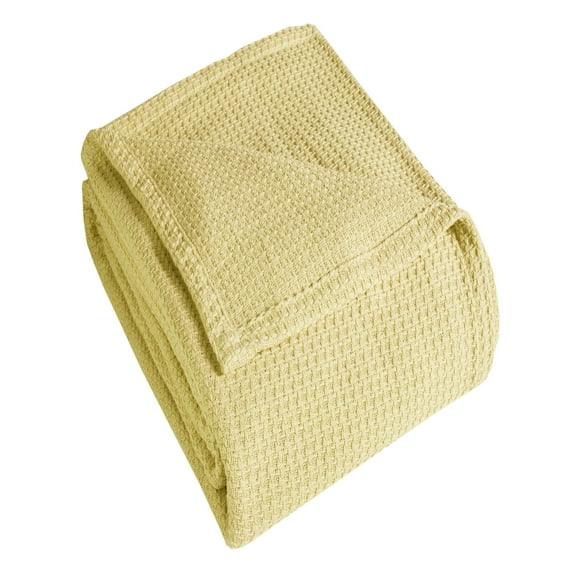 Grand Hotel Woven Cotton Blanket, King, Yellow