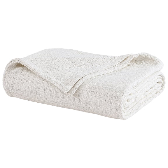 Grand Hotel Woven Cotton Blanket, Twin, Ivory