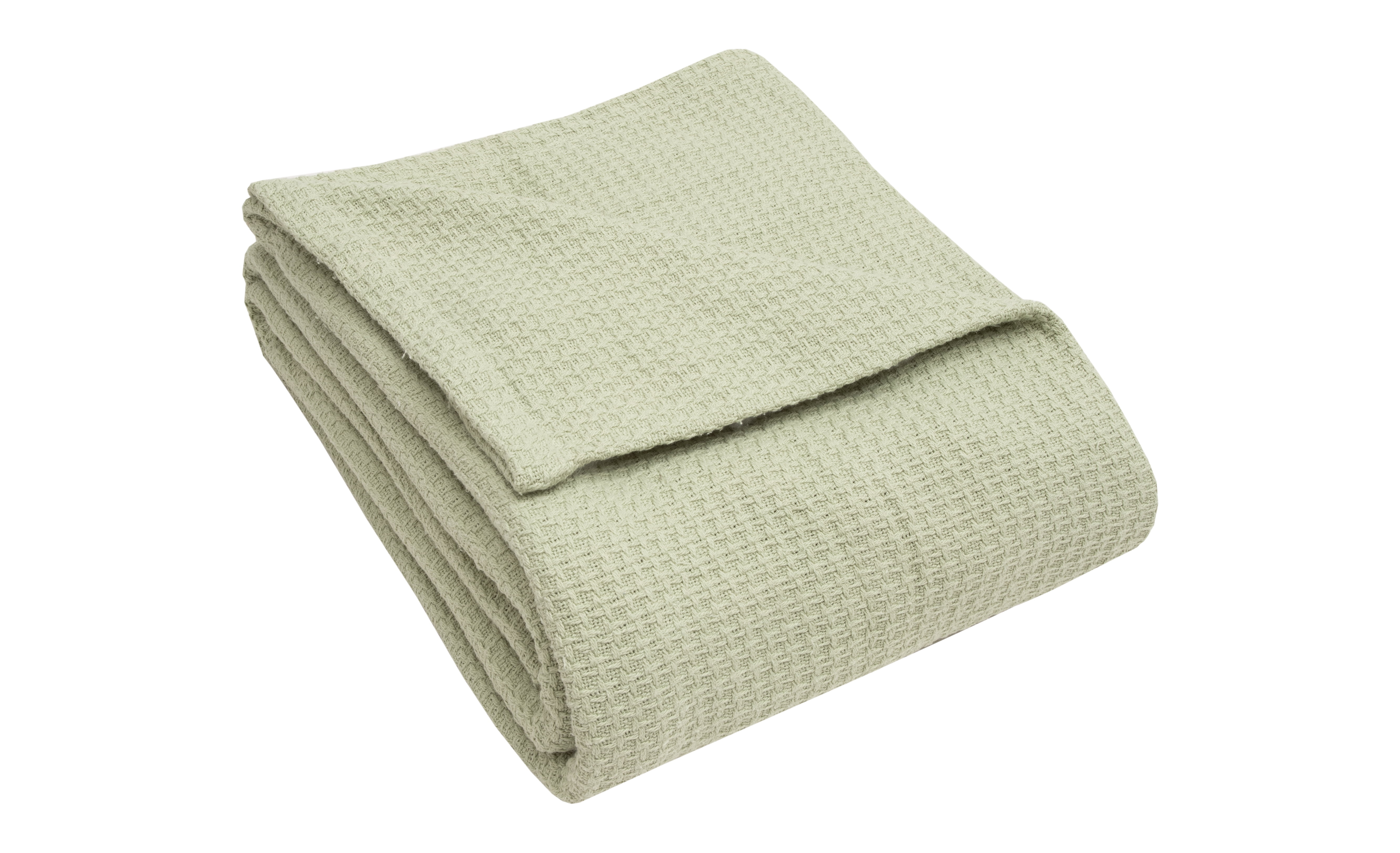 Grand Hotel Woven Cotton Blanket, Twin, Sage Green