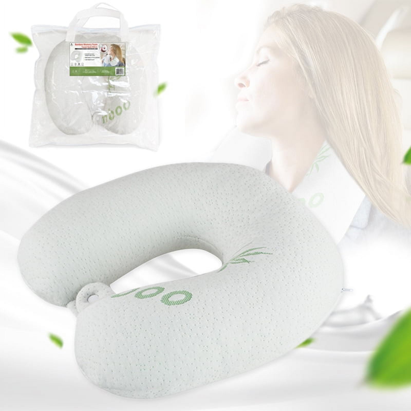 Grand Innovation Bamboo Memory Foam Neck Pillow White Na