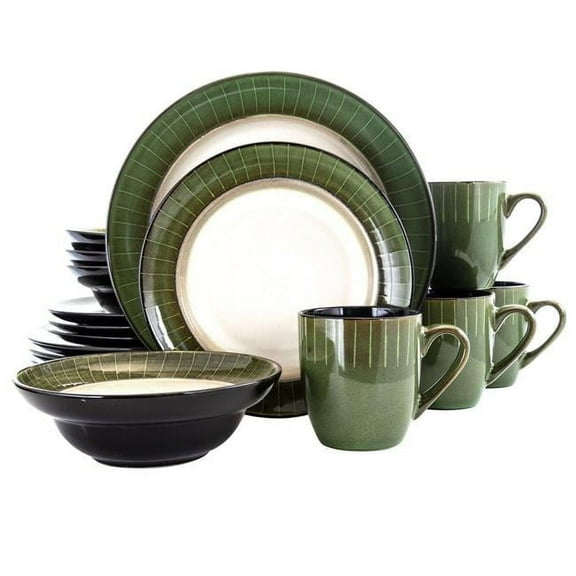 Grand Jade Luxurious Stoneware Dinnerware with Complete Setting for 4 - 16 Piece