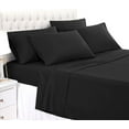 thumbnail image 1 of Grand King 6 PC Bed Sheet Set - 600 Thread Count Pure Egyptian Quality Cotton 6 Piece (Sheet Set & Extra Pillow Cases) Grand King Size Fit Up 9" Inch to 12" Inch Deep Pocket Black Solid Color, 1 of 4