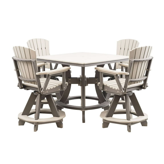 Grand Lake Amish Crafted 4 Person Poly Adirondack Counter Height Table Set, Light Gray on Dark Gray