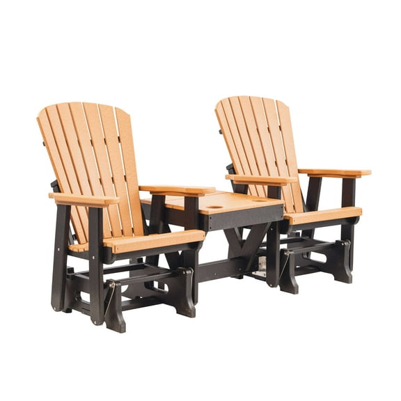 Grand Lake Amish Crafted Poly Outdoor Double Glider Benches, Black