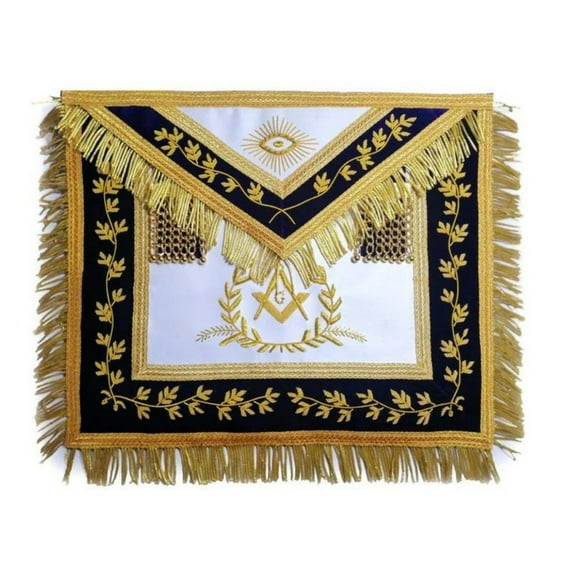 Grand Master Blue Lodge Apron - Bullion Hand Embroidery - Luxurious Masonic Regalia for Ceremonial Occasions