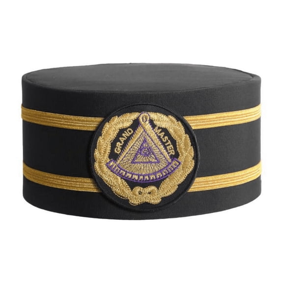 Grand Master Blue Lodge Crown Cap - Black Patch With Two Braids