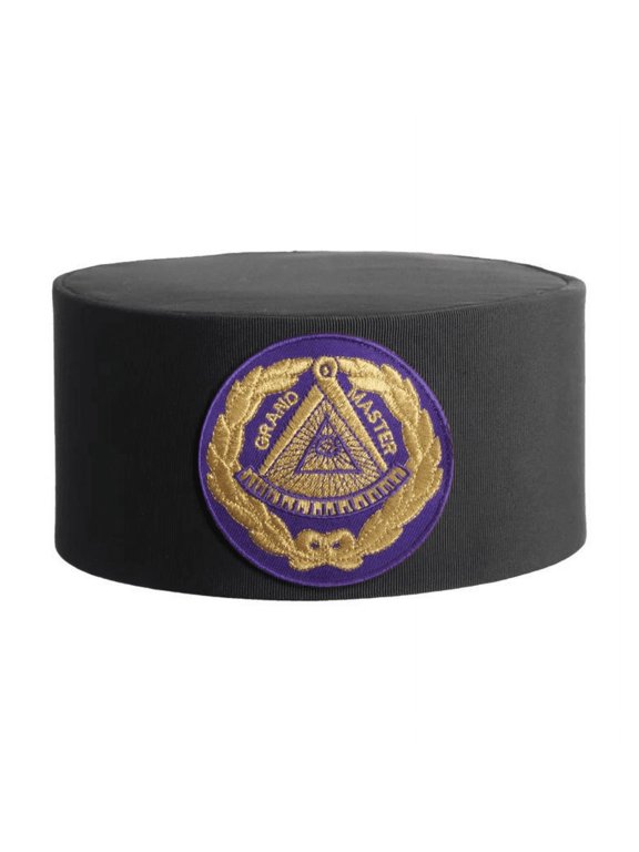 Grand Master Blue Lodge Crown Cap - Black Rayon With Purple Patch