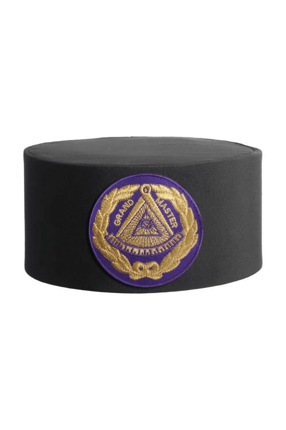 Grand Master Blue Lodge Crown Cap - Black Rayon With Purple Patch