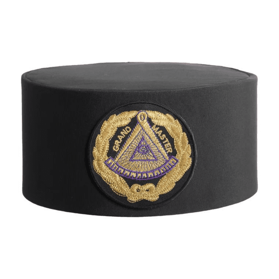 Grand Master Blue Lodge Crown Cap - Black with Gold Emblem & Wreath