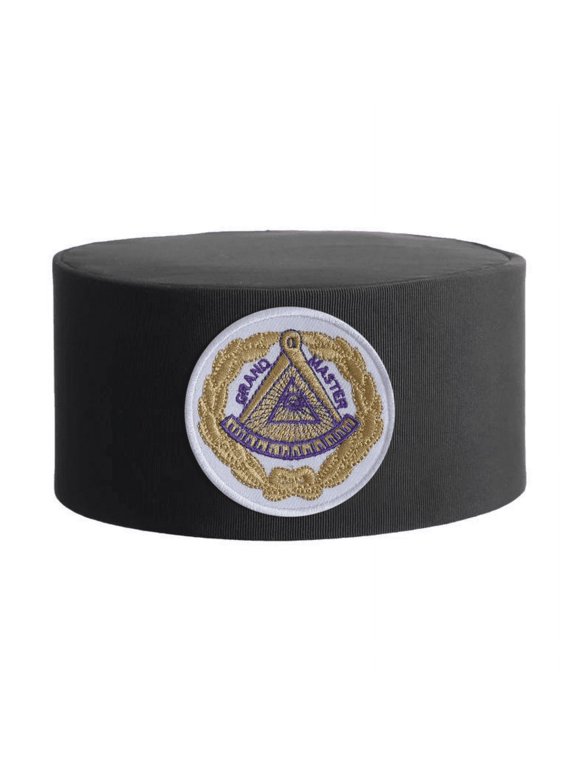 Grand Master Blue Lodge Crown Cap - White Patch With Gold Emblem & Wreath