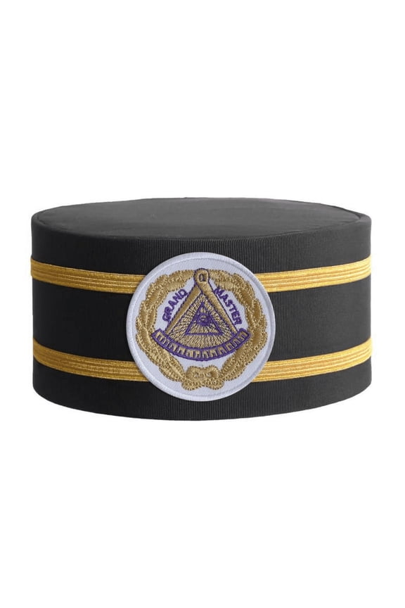 Grand Master Blue Lodge Crown Cap - White Patch With Two Braids