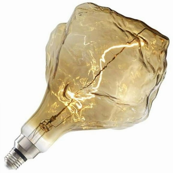 Grand Naturals Collection 4 Watt Dimmable Iceberg Shape Oversized Decorative LED Light Bulb with Medium (E26) Base  2000K Amber Light  180 Lumens  Antique Glass Finish