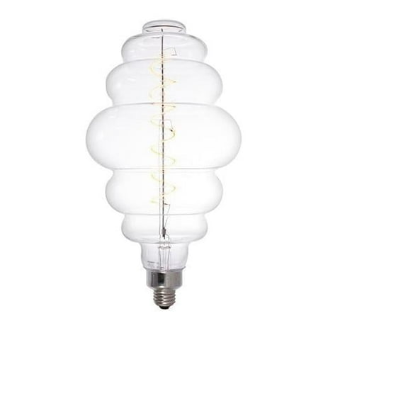 Grand Nostalgic Collection 4 Watt Dimmable Beehive Shape Oversized Decorative LED Light Bulb with Medium (E26) Base  2200K Amber Light  200 Lumens  Clear Glass