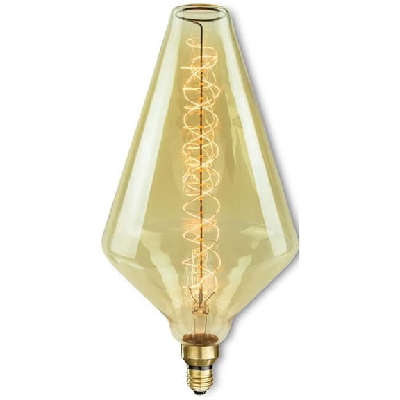 Grand Nostalgic Collection 60 Watt Dimmable Diamond  Shape Oversized Decorative Incandescent Light Bulb with Medium (E26) Base  2200K Amber Light  Antique Glass Finish