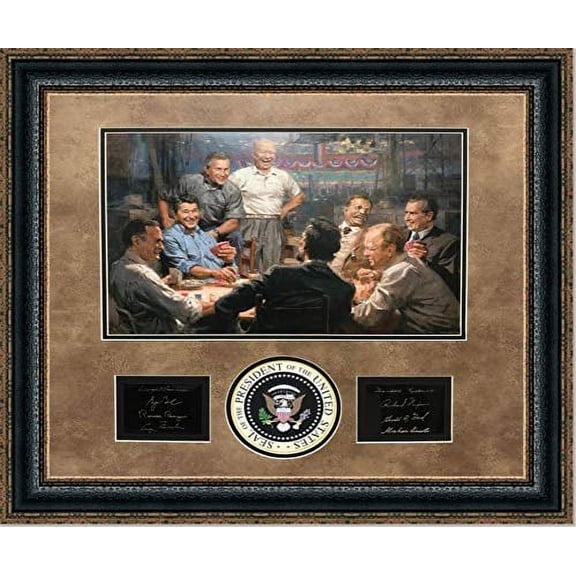 Grand Ol Gang | Framed Republican Presidents Art in Double Mat with Engraved Plaque | 27L X 28W" Inches
