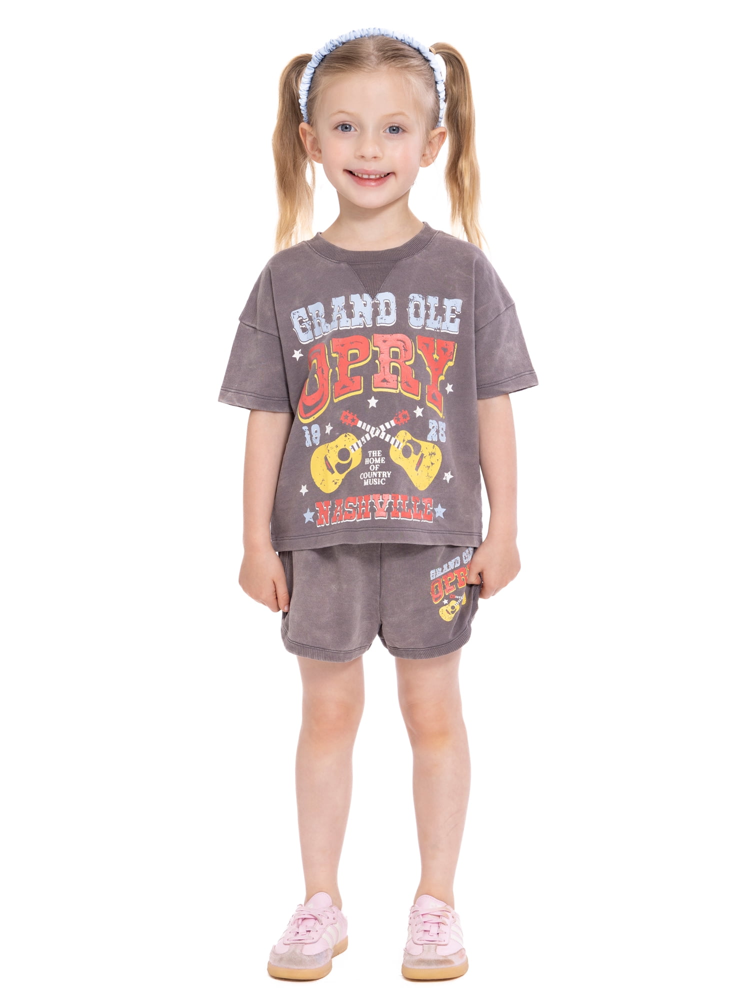 grand ole opry dress code shorts Grand Ole Opry Toddler Girls Washed Crewneck Graphic Top and Shorts Set,  2-Piece, Sizes 12M-5T