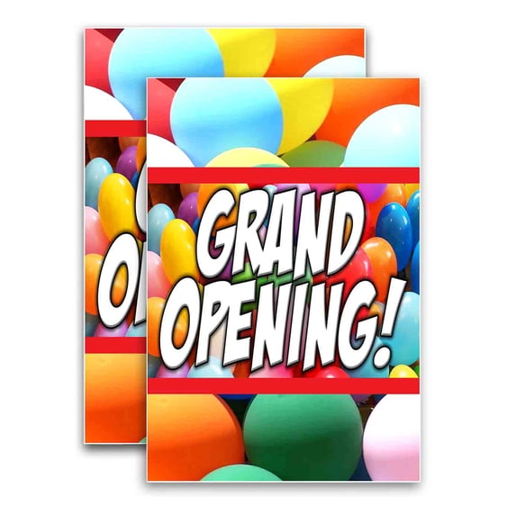 Grand Opening (24" X 36") Vinyl Decal Only (Pack of 2) |Sign|Sticker|Poster