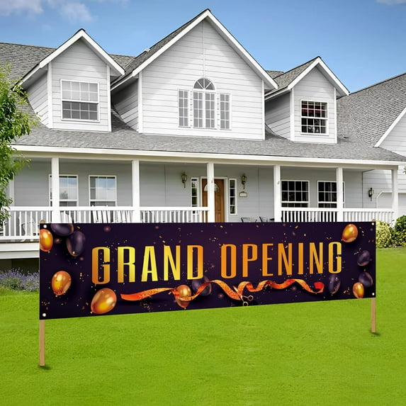 Grand Opening Banner Retail Store Shop Business Sign Business Office Store Front Banners Advertising Opening Backdrop Decoration