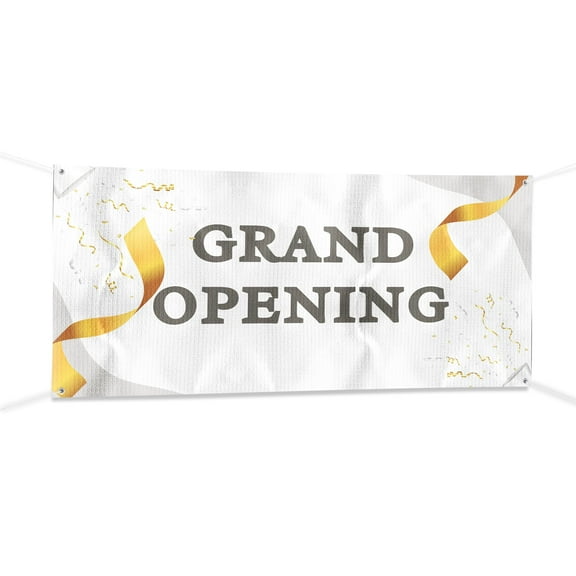 Grand Opening Banner Sign For Outdoor-Indoor Use 4x2 Ft Large Custom Banner and Signs with Hanging Rope Grand Opening Backdrop for Party Decor Oxford Cloth Sublimation Banner for Easy Hang