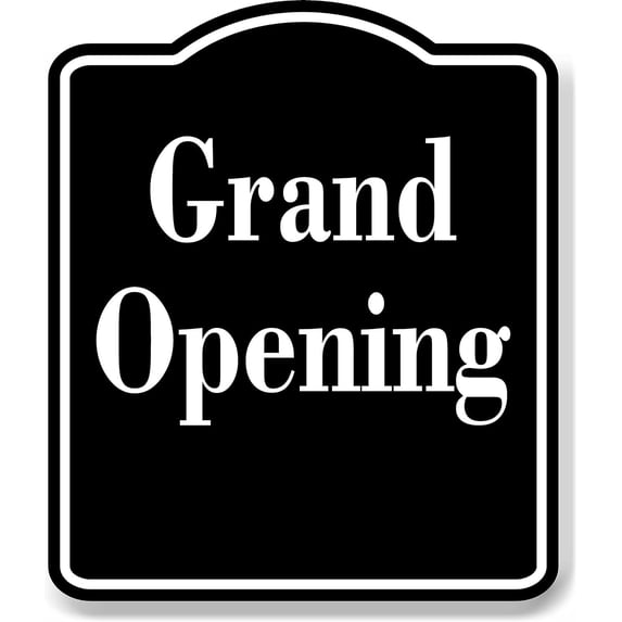 Grand Opening Elegant BLACK Aluminum Composite Sign, 8.5"x10"