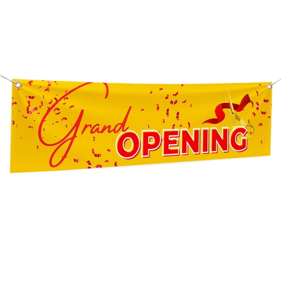 Grand Opening Large Banners and Signs for Outdoor by DreamController-Polyester Banner with 4 Holes for Easy Hang Indoor & Outdoor|4x1 Feet HD Banner to Promote Business Opening| Made in USA