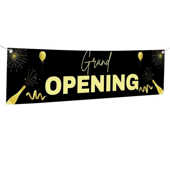 Grand Opening Large Banners and Signs for Outdoor by DreamController-Polyester Banner with 4 Holes for Easy Hang Indoor & Outdoor|4x1 Feet HD Banner to Promote Business Opening| Made in USA