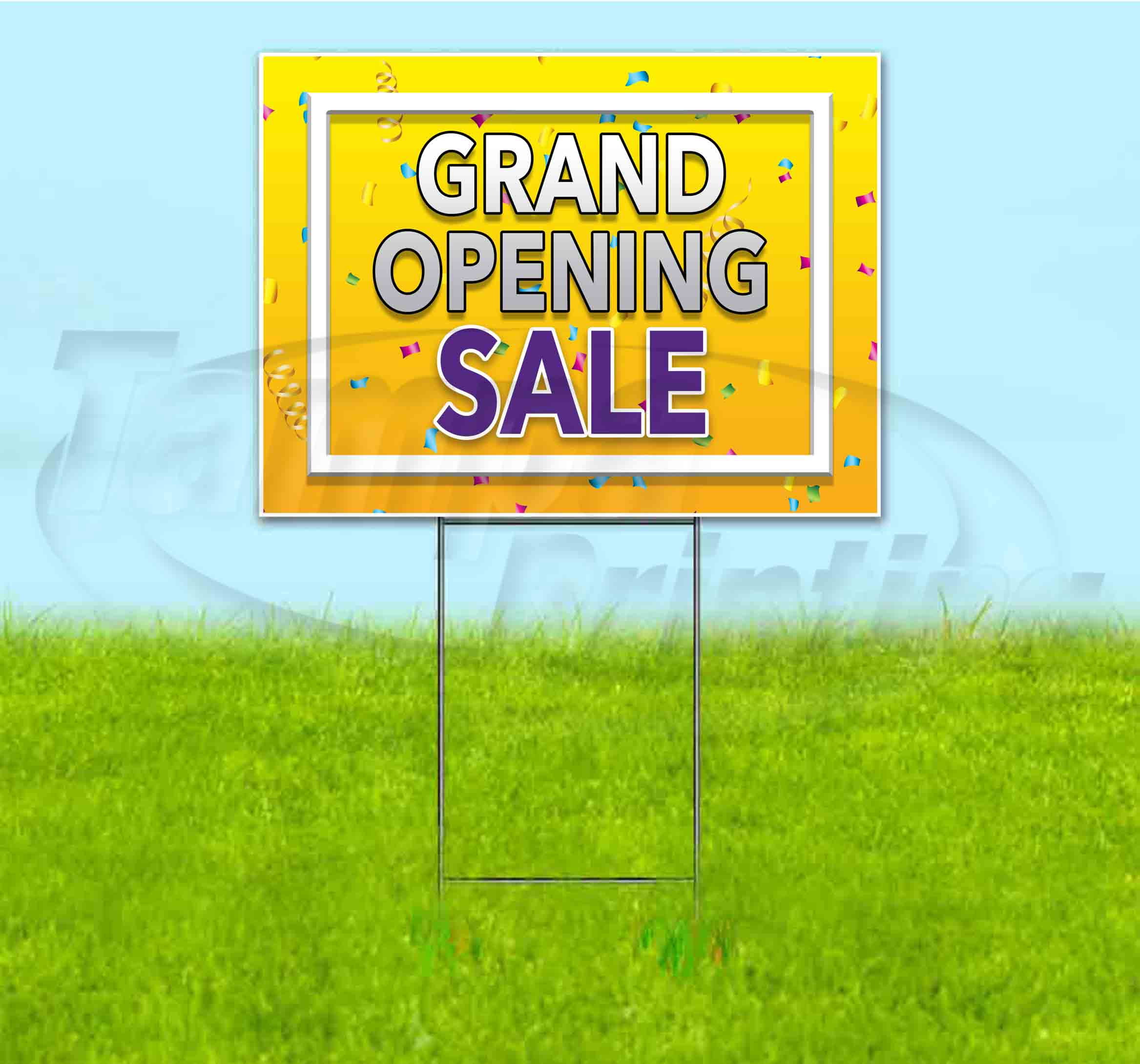 Grand Opening Sale (18" x 24") Yard Sign, Includes Metal Step Stake