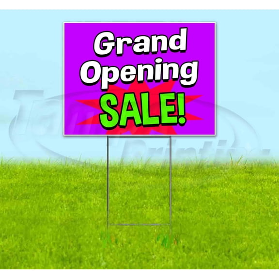 Grand Opening Sale (18" x 24") Yard Sign, Includes Metal Step Stake