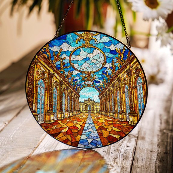 Grand Palace Hallway Glass Suncatcher, Window Decor, Architecture Lover, 3.5 in