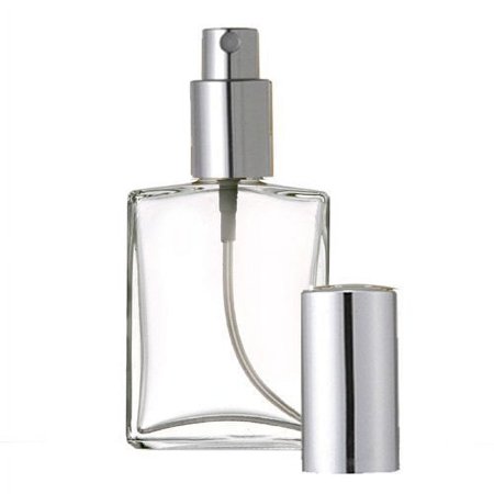 Grand Parfums Empty 2 Oz Perfume Atomizer, Flat Glass Bottle, Silver Sprayer 60ml Decant Fragrance Bottle (3 BTL)