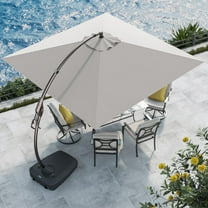 Grand Patio 10 ft Deluxe Cantilever Aluminum Offset Umbrella, Large Rectangular Patio Umbrella with Base, Light Gray