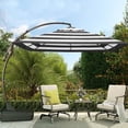 thumbnail image 1 of GRANDPATIO 10ft Deluxe Cantilever Aluminum Offset Umbrella, Large Rectangular Patio Umbrella with Base, Black & White, 1 of 8