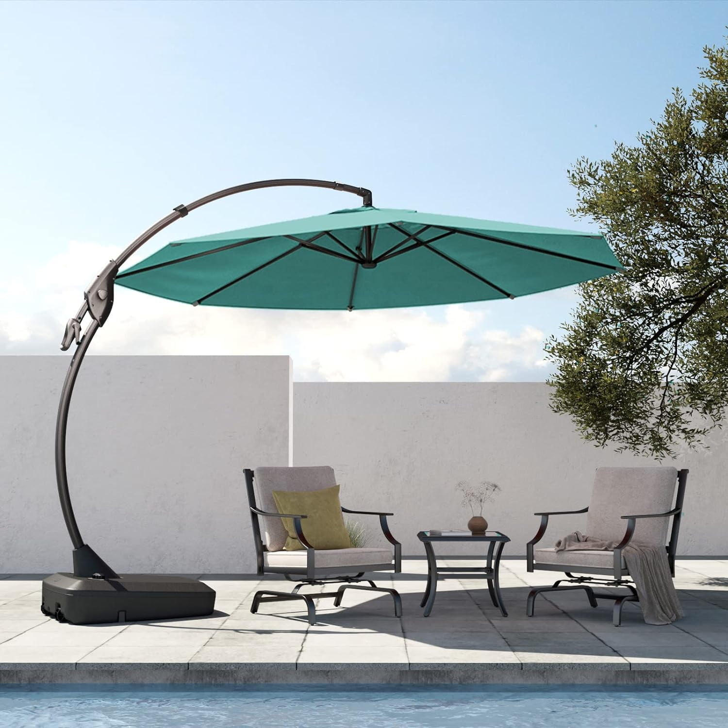 Grand Patio 12Ft Patio Umbrella with Base, Large Cantilever Offset