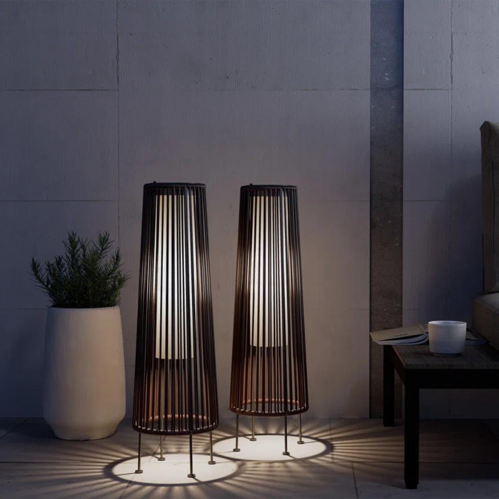 Grand Patio 2-Pack Outdoor Solar Floor Lights, All-Weather Wicker, Waterproof, Dark Brown