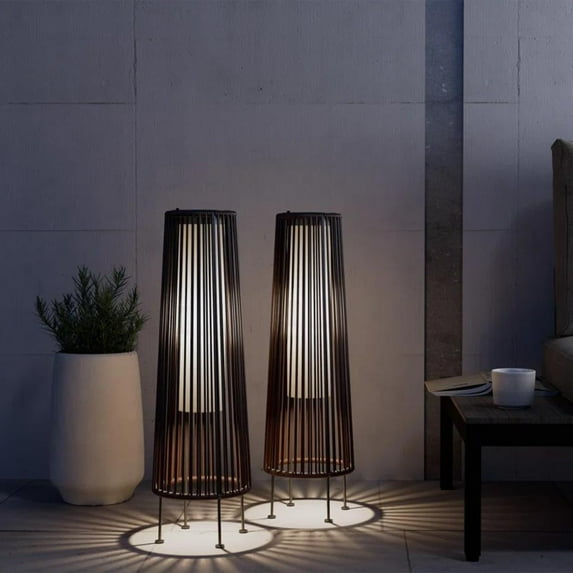 Grand Patio 2-Pack Outdoor Solar Floor Lights, All-Weather Wicker, Waterproof, Dark Brown