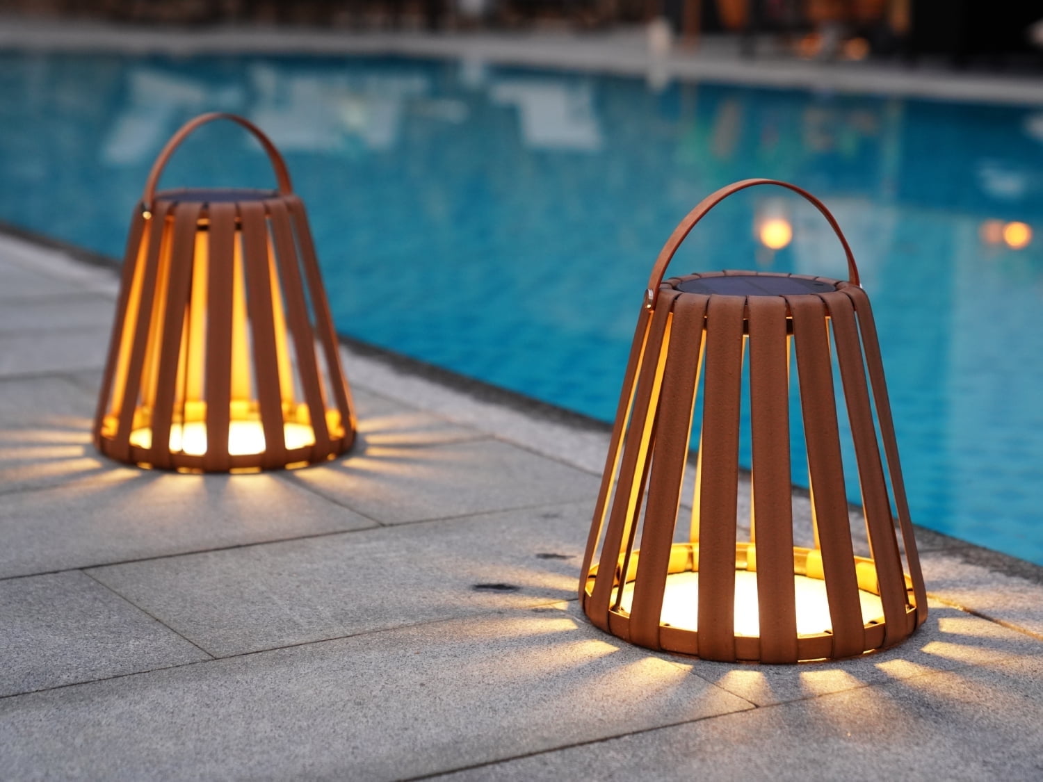 GRANDPATIO  Outdoor 2-Pack Landscape Solar LED Lanterns, Floor Decor Lamps, Solar Powered Decor Lights with Waterproof Faux Leather for Porch, Patio, Garden