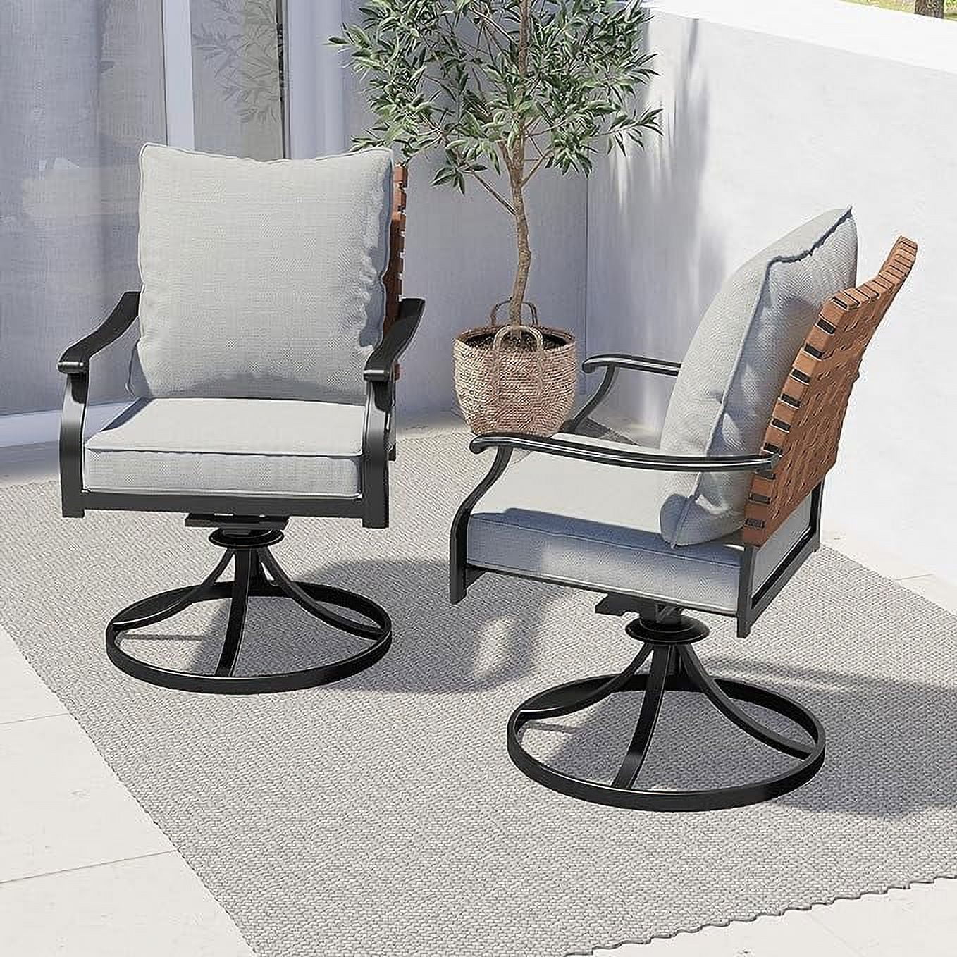 Grand Patio Furniture 2Piece Swivel Dining Chair Set, Outdoor Steel LeatherLook Wicker with