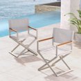 thumbnail image 1 of Grand Patio 22" Extra-Wide 2-Pack Directors Chairs, Foldable, Steel Frame, UV-Resistant Mesh, Wood Grain Armrests, Indoor/Outdoor, Beige, 1 of 8