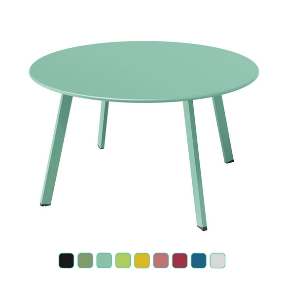 Grand Patio 28" Round Steel Outdoor Coffee Table, Mint Green